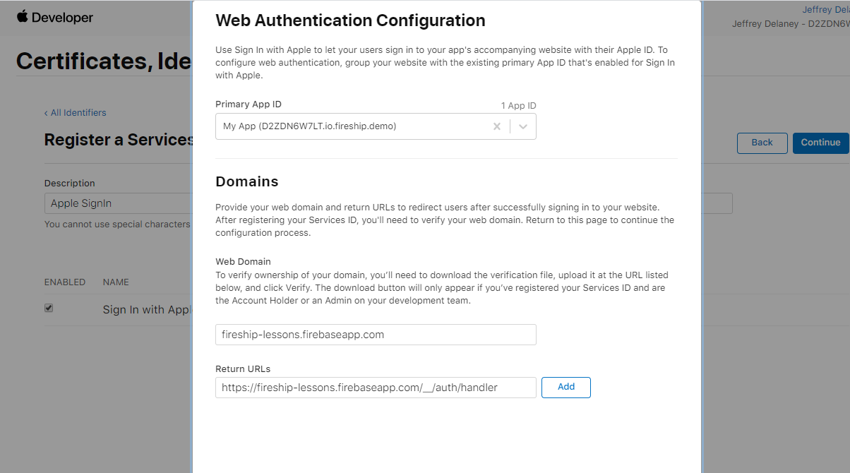Replace the project ID for your domain