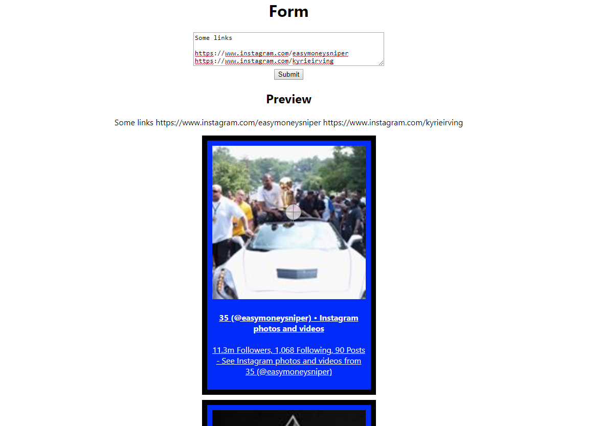 Link preview result in React